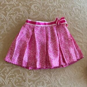 Lilly Pulitzer Taffeta Lined Pink Rose Pleated Ric Rac Skirt Girls Size 8 NEW